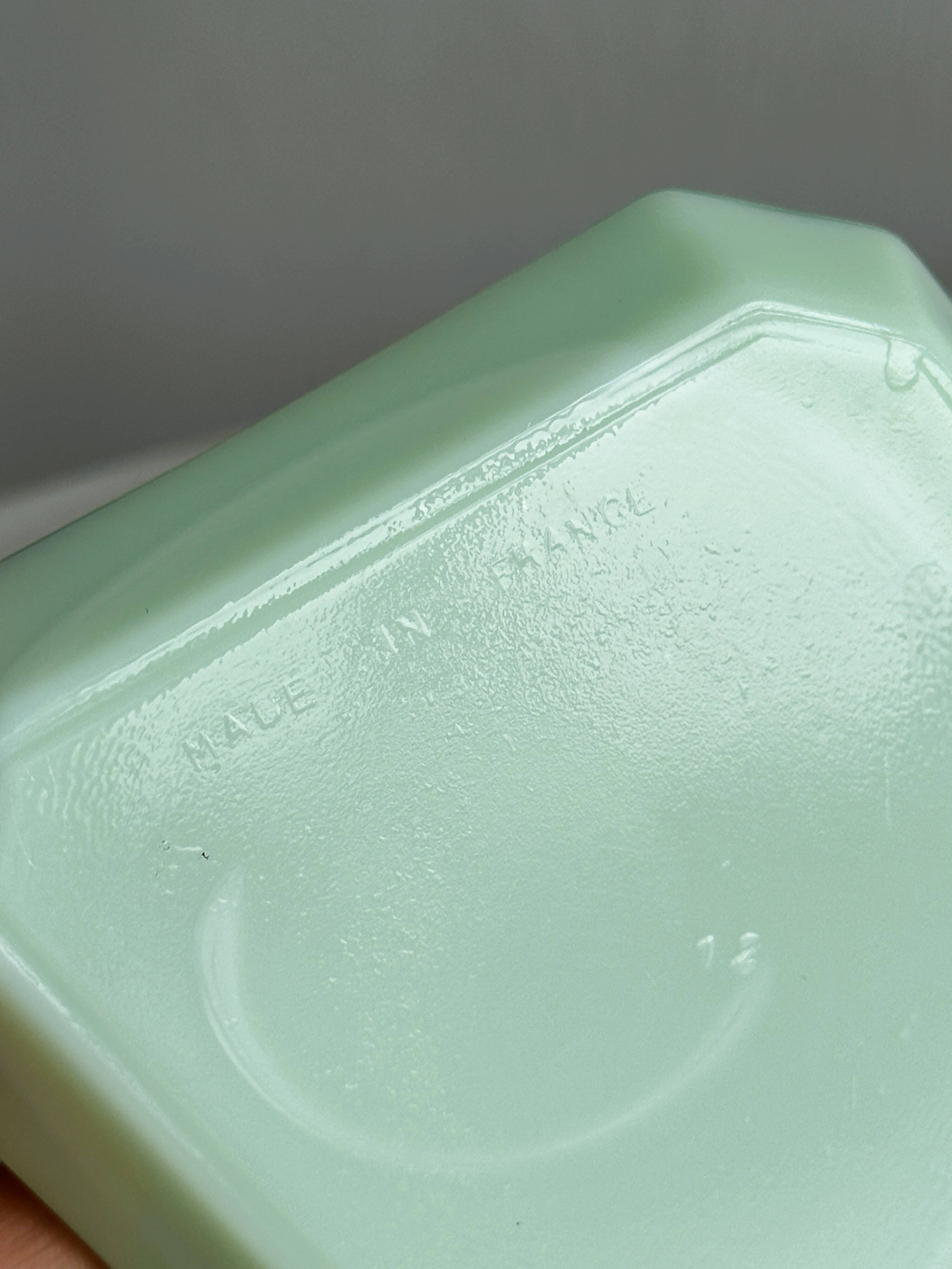 Vintage green opaline glass ashtray