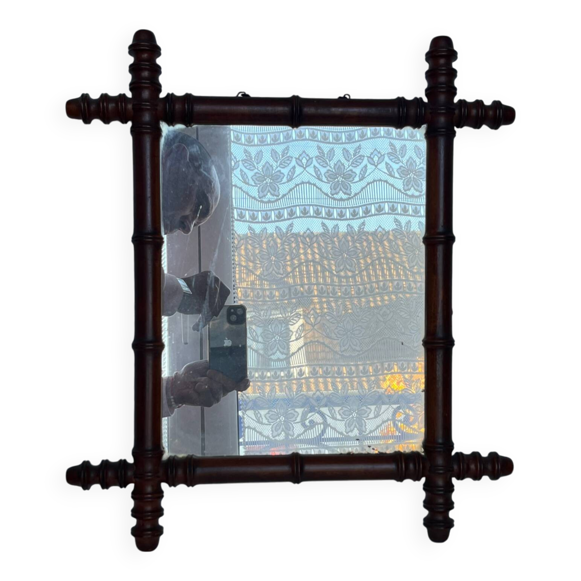 Vintage mirror bamboo frame 49 x 42 cm