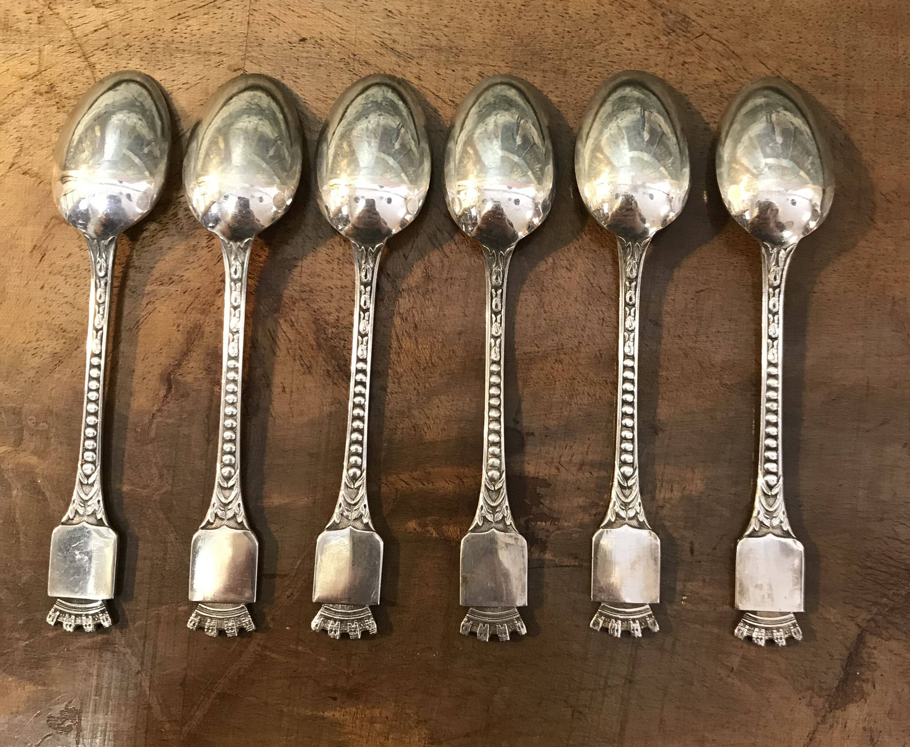 Set of 6 "Brest" silver-plated metal teaspoons