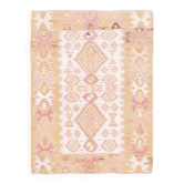 Tapis kilim en laine rose en coton fait main turc vintage 120x165