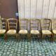 6 vintage Louis XV dining chairs with rush seats from the 20th century.