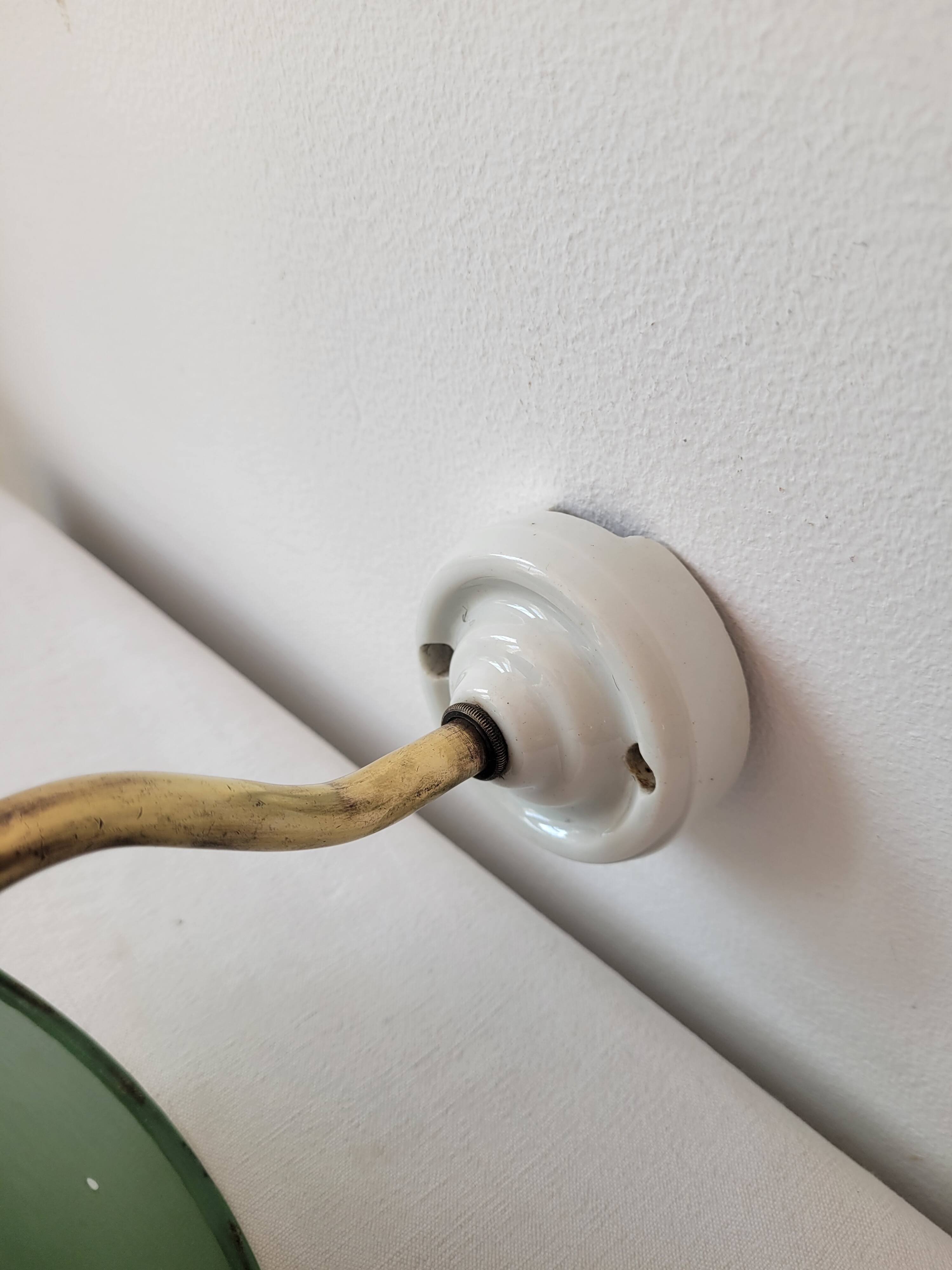 Swan neck wall light in enameled sheet metal