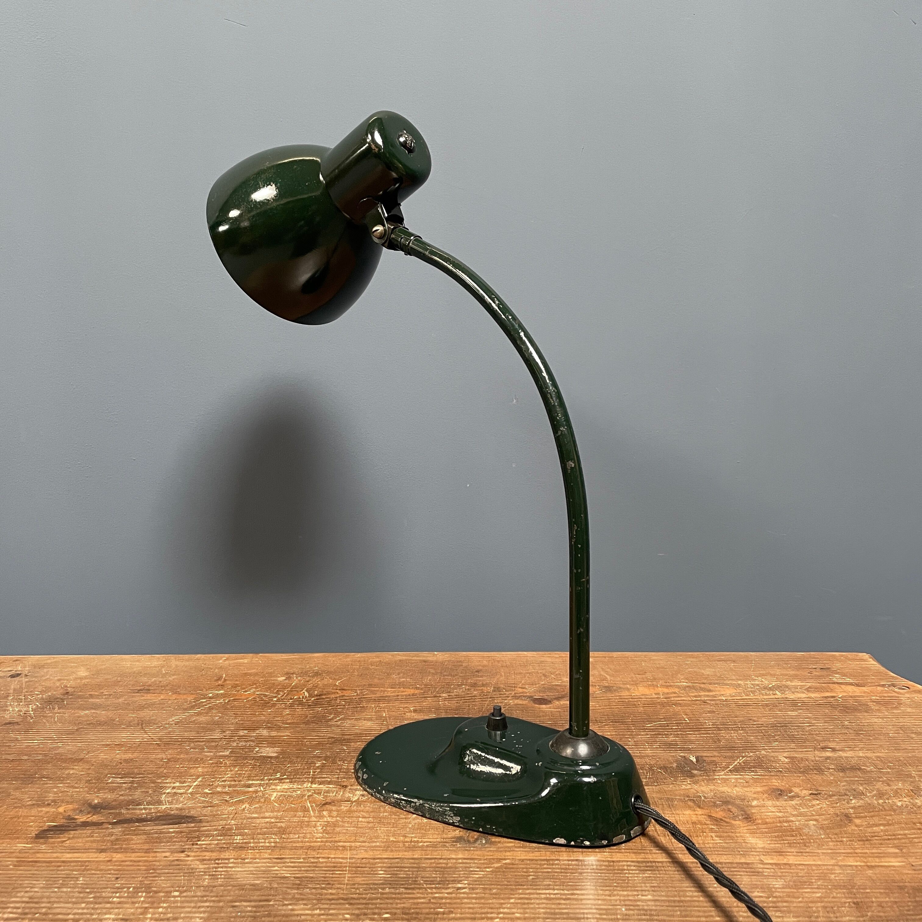 Dark green Kandem Bauhaus desk lamp model 1087 from the 1930s