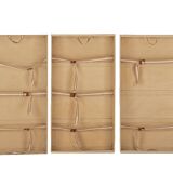 Anc Large cabin trunk in khaki canvas with a snakeskin effect, wood & brass