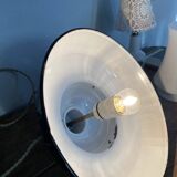 Enamelled sheet metal pendant light, fabric cable