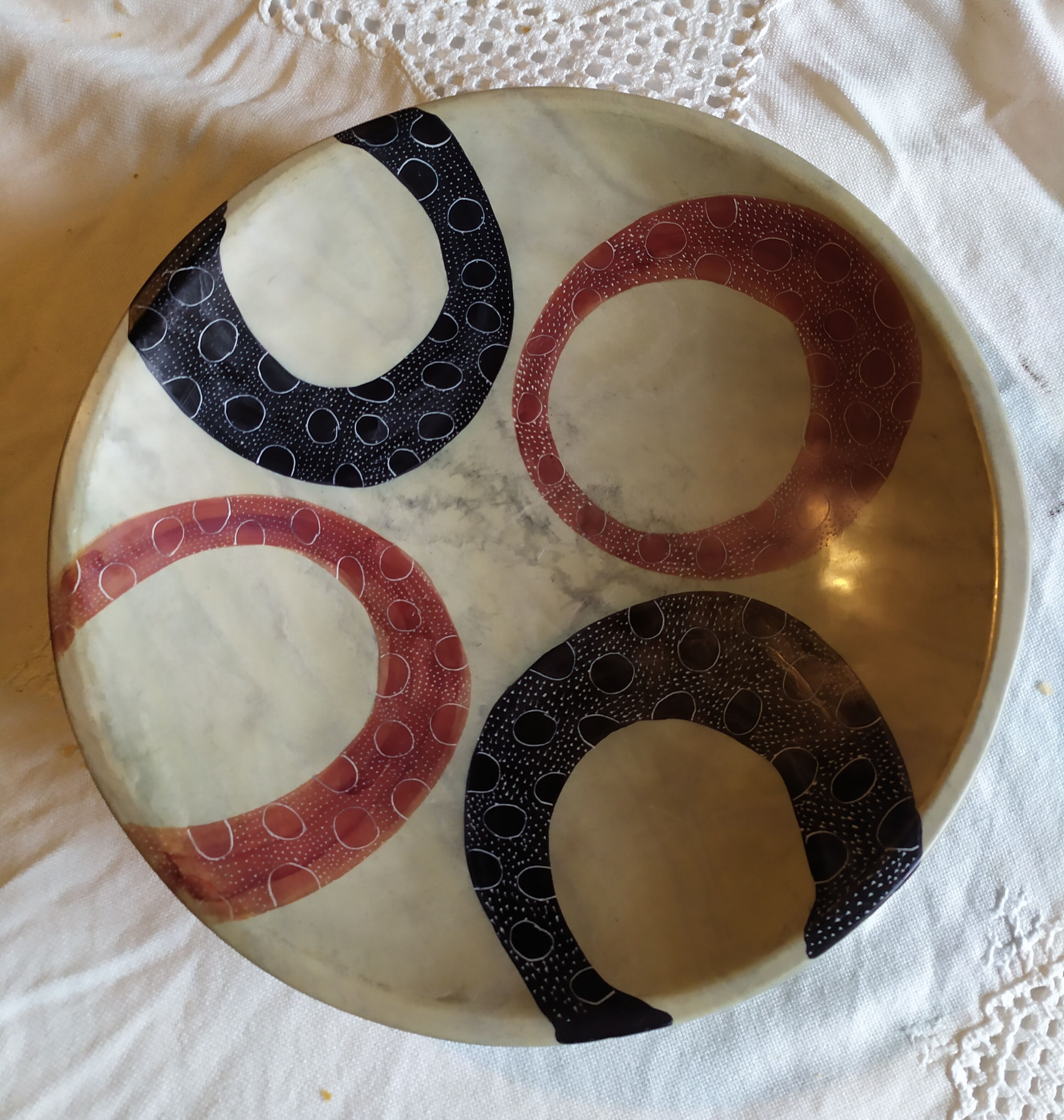 Deco plate in steatite (or soap stone)