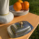 Silver metal glans butter dish
