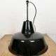 Industrial Black Enamel Factory Lamp with Iron Top, 1950s
