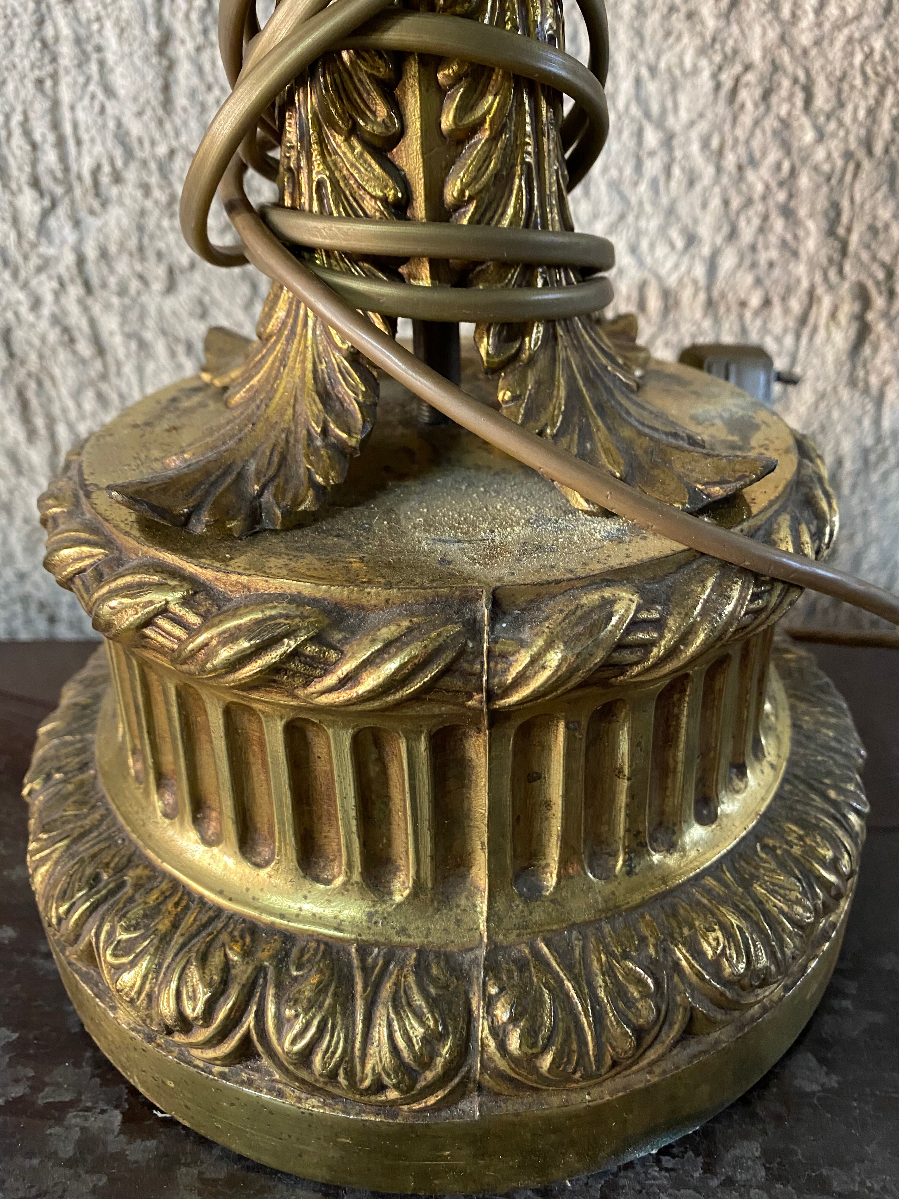 Pied de lampe de séjour Louis XVI bronze et laiton