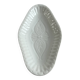 Oval white porcelain ramekin — raised floral pattern
