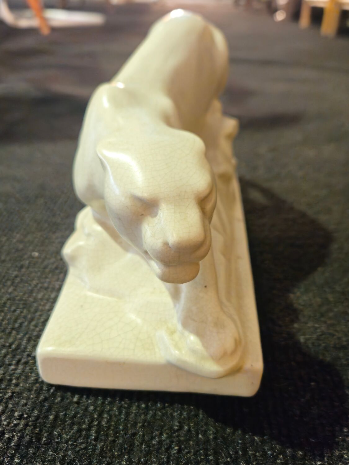 Art Deco Crackle Ceramic Panther 1930
