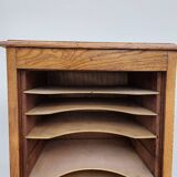 1950s oak filing cabinet with sliding curtains