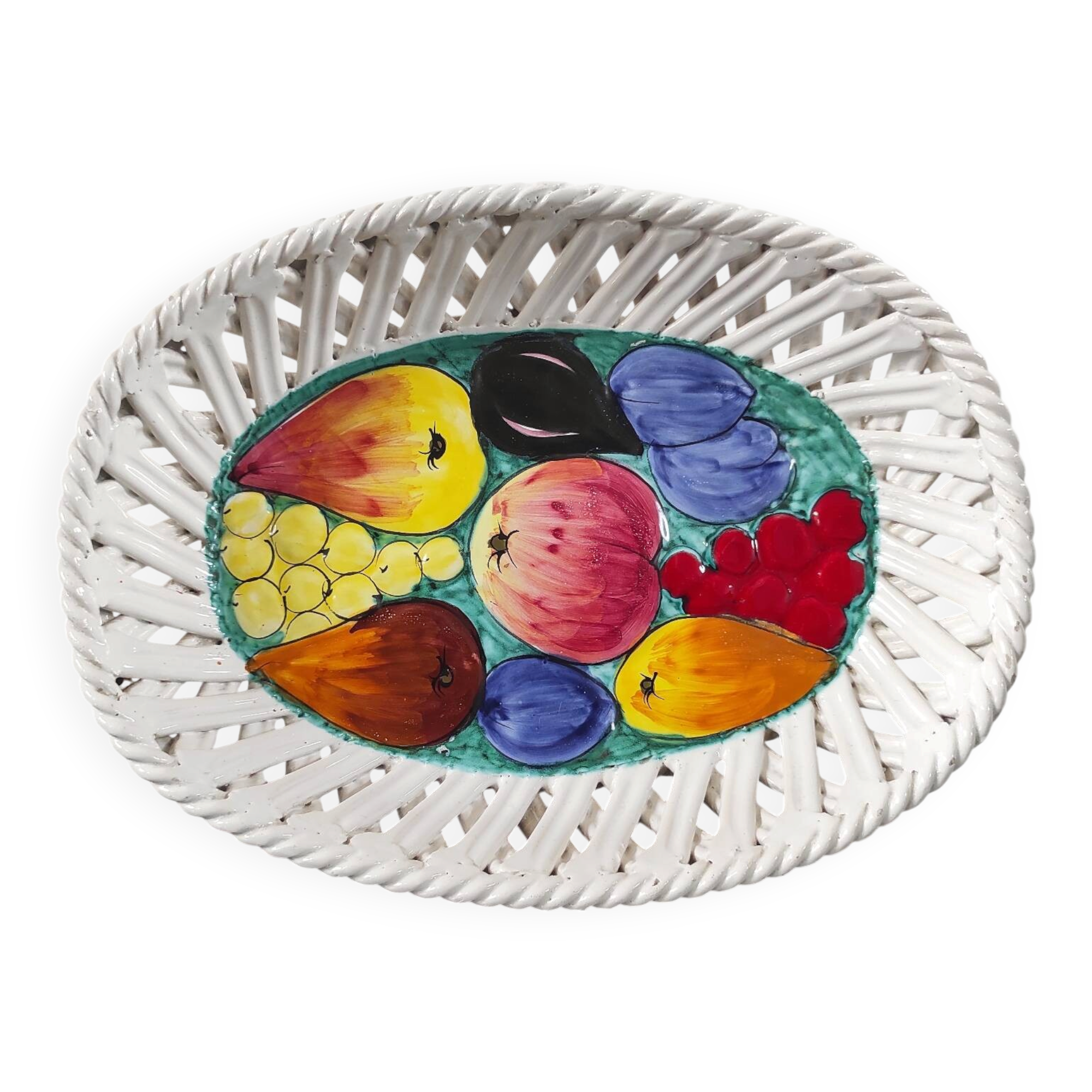 "Intrecciata" vintage fruit dish - Italian ceramic