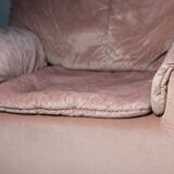 Cinna, pair of armchairs foam and velvet ras pink pale, France, circa 1970