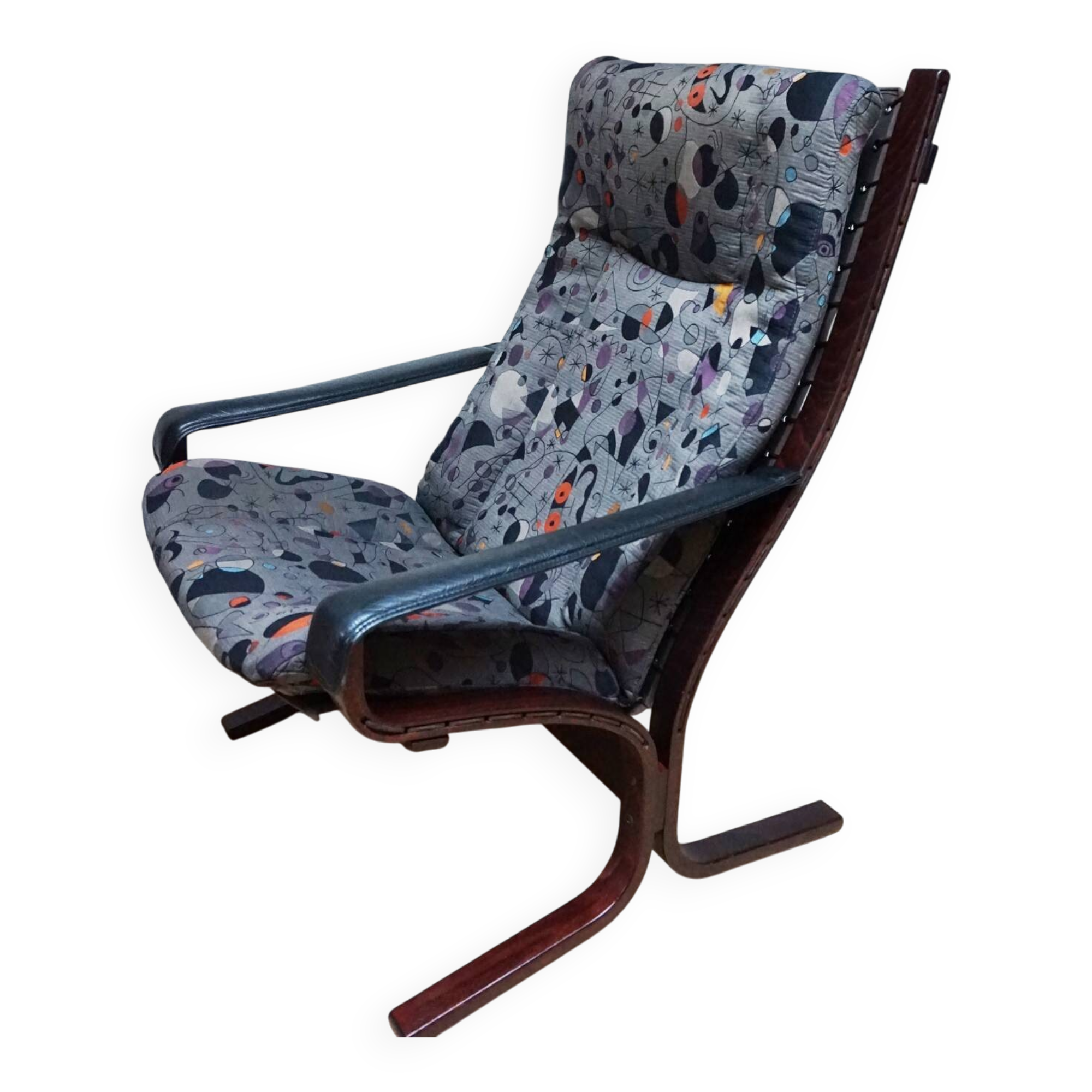 Chaise longue Siësta, Ingmar Relling pour Westnofa avec tapisserie de Joan Miró