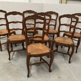 Set of eight Regency style chairs in solid oak, 20th century