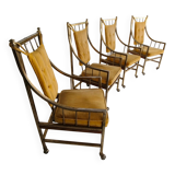 Unique set of mid-century style dining and lounge chairs – gilded, made between 1940-1948 by Flanders Industries Inc, Fort Smith, Arkansas