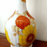 1970s lamp with flowers and custom-made leather lampshade