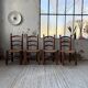 Set of 4 oak and straw chairs Dudouyt 1940