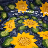 Portuguese ceramic dish decorated with sunflowers