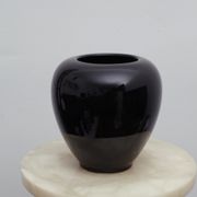 Vase boule céramique noir