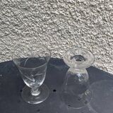 6 clear glass wine glasses with antique chiseled flower pattern