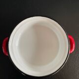 Plat creux à anses en tôle émaillée rouge