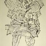 Alain le yaouanc (born in 1940), untitled, 1993. monotype drawing with black gouache.
