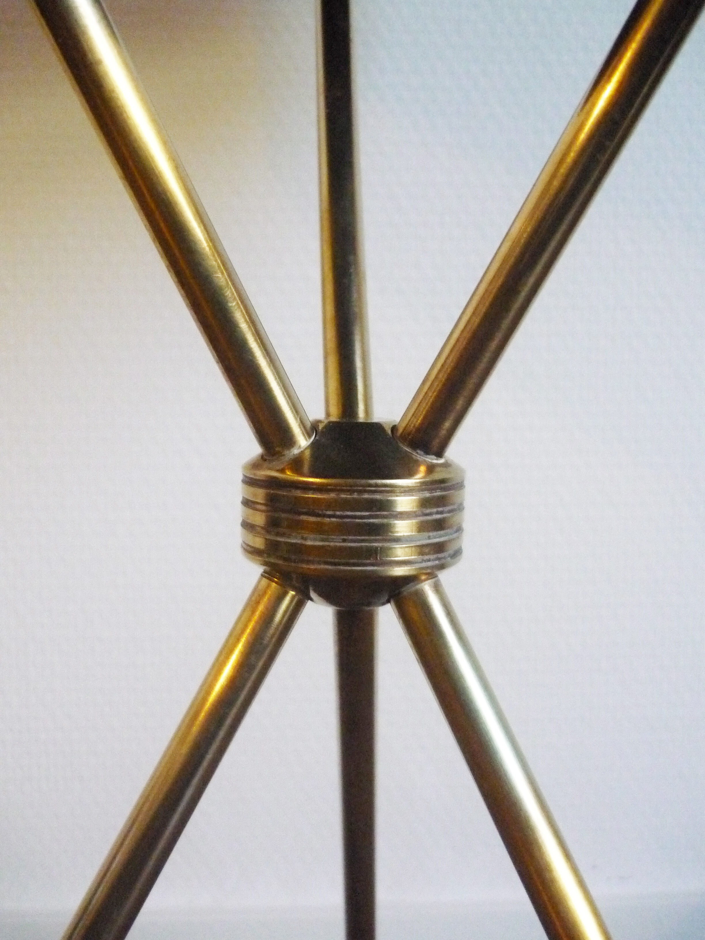 Table, tripod pedestal in brass and rosewood wooden tray 1950