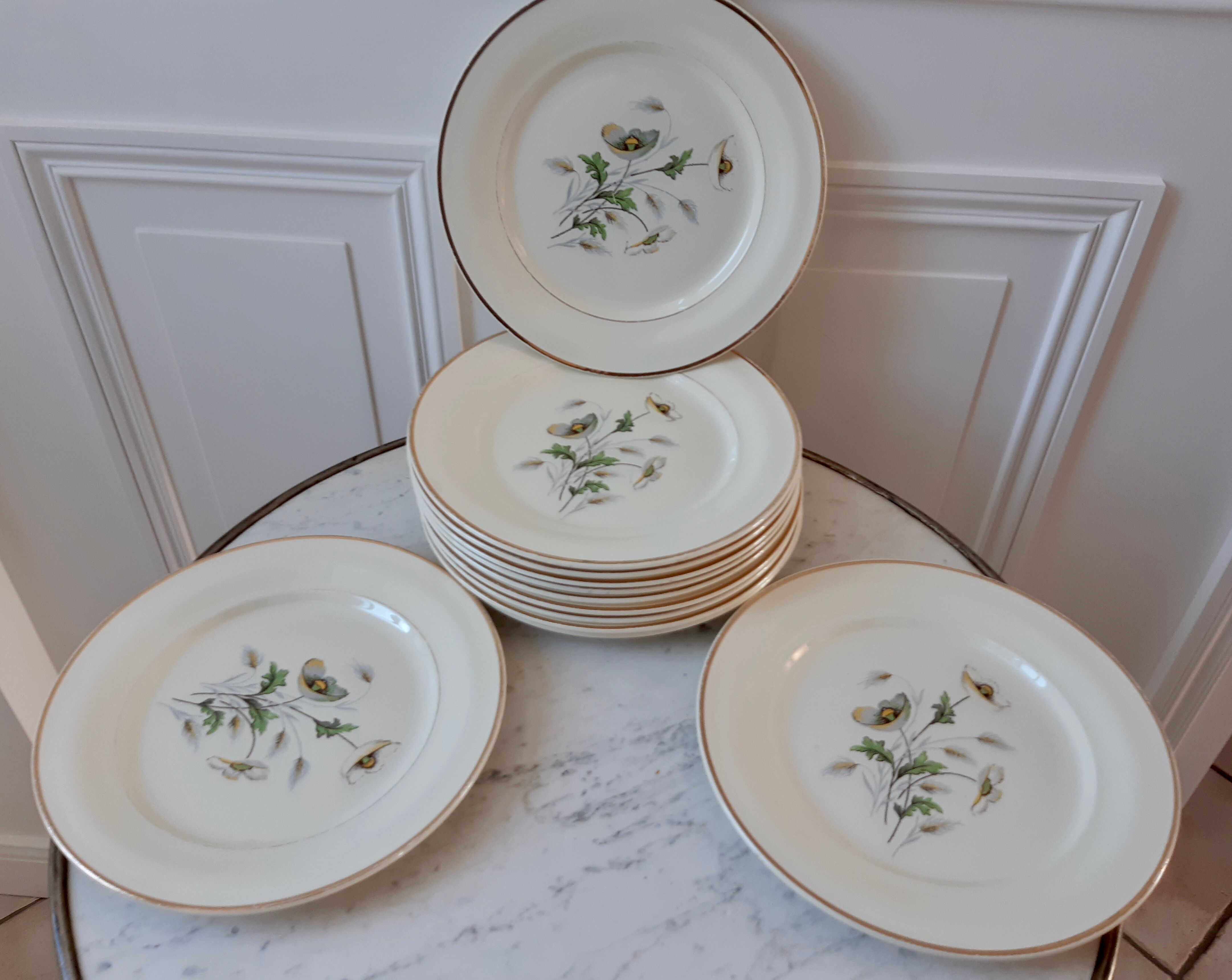 Lot de 6 assiettes Saint Amand modèle Anémone