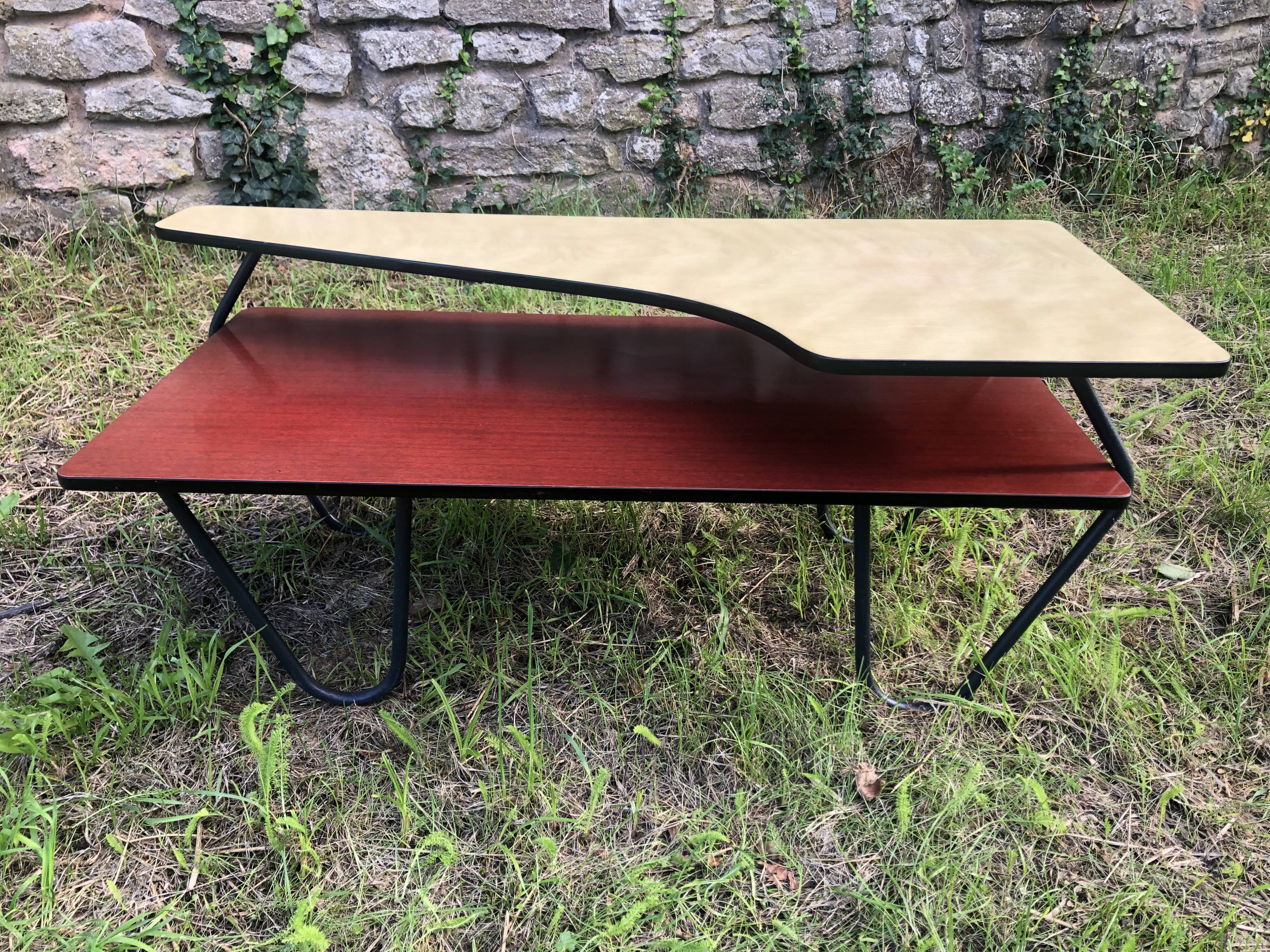Atypical double top Formica coffee table from the 60s