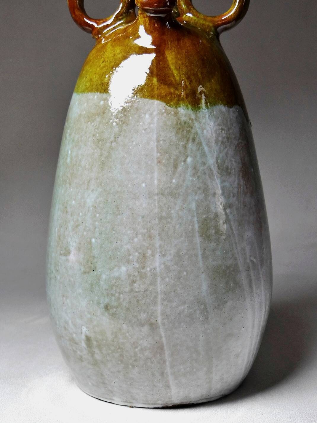 Handcrafted enamelled terracotta water jar signed