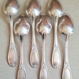 Set of 6 silver plated metal soup spoons