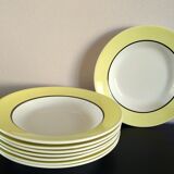 8 soup plates Sarreguemines Digoin yellow service