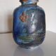 Vase with 2 small fleur-de-lis - glazed terracotta, cobalt