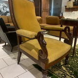 Antique armchair, Voltaire, styled swan neck restoration