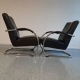 Pair of tubular armchairs