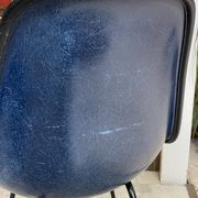 Eames Herman Miller vintage 70s blue vinyl fiberglass chair