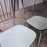 Pair of chairs in blue Formica and metal