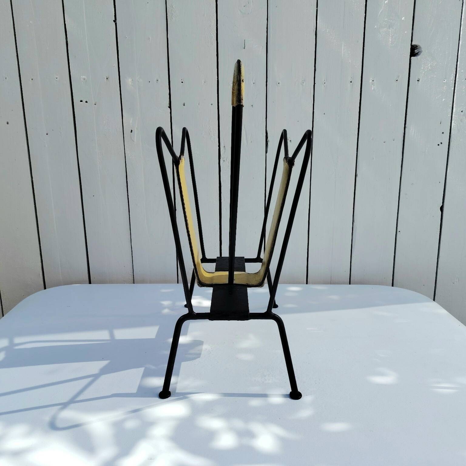 Porte revues métal et cuir, Jacques Adnet, vintage