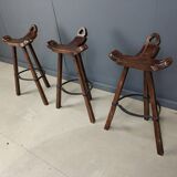 Mid century brutalist bar stools - set of 3, 1960s