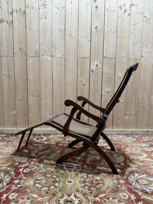 Chaise longue de bateau pliable en cannage
