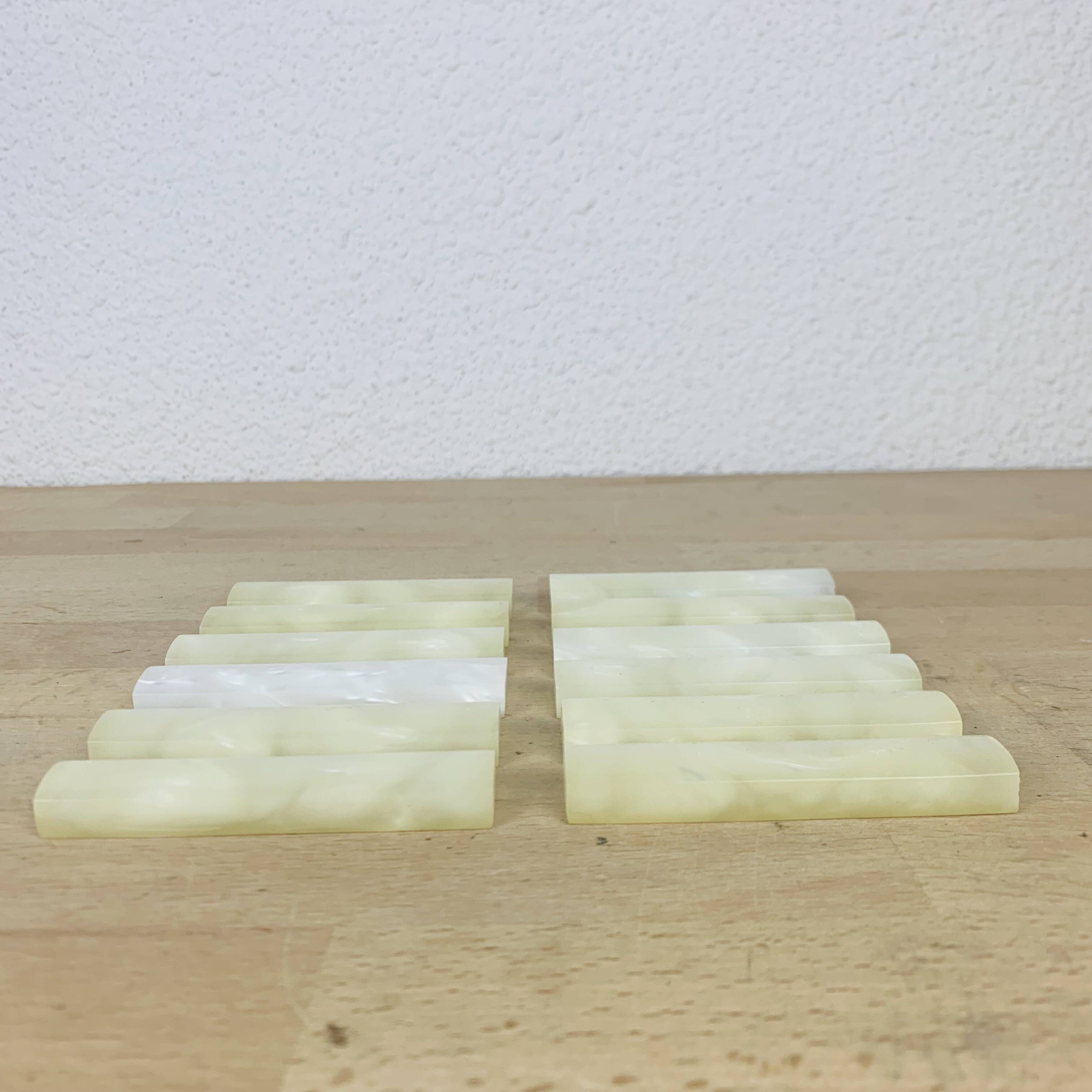 12 vintage mother-of-pearl effect knife holders