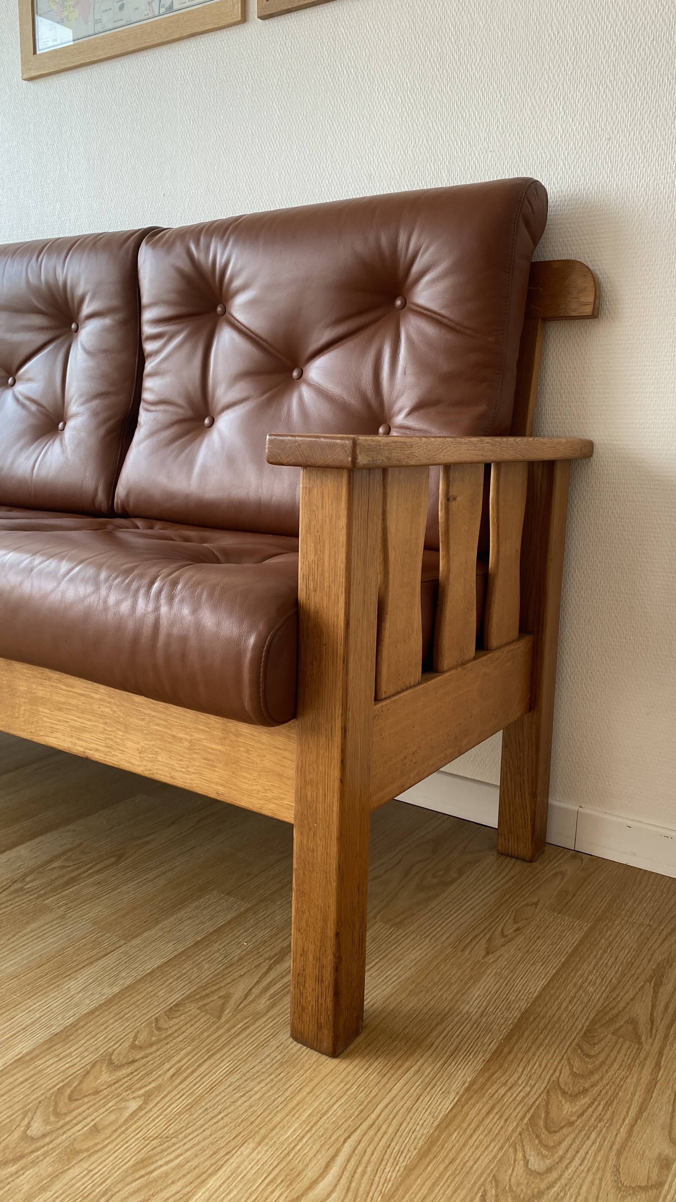 Banquette vintage en chêne massif