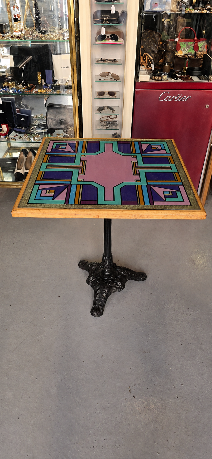 Vintage bistro table with painted top Bing, Cannes, 1990s