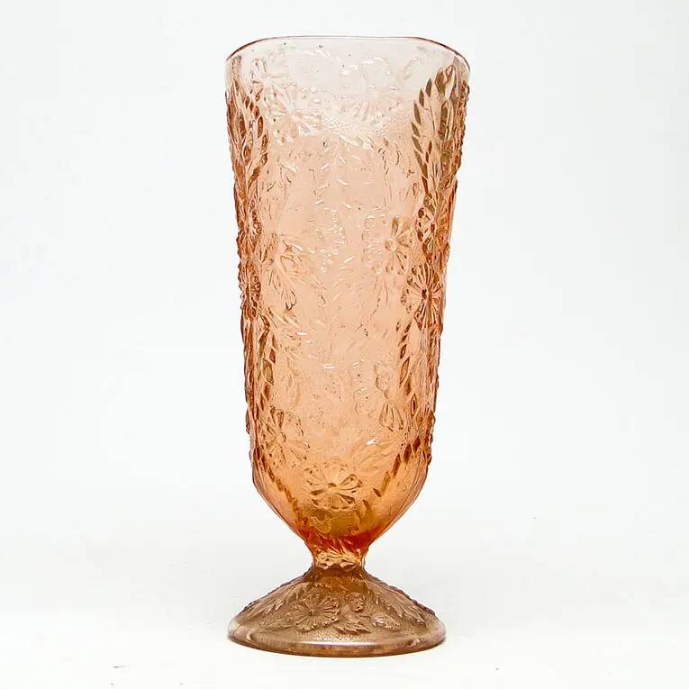 Retro vase, rose glass, Ząbkowice, Poland, 1970s