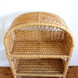 Small vintage rattan bookcase shelf
