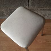 White skai stool / vintage chrome metal feet