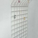 Minimalist white German mid-century coat rack with strings from the 1960s.