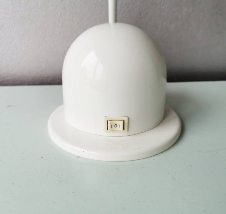 80s Vrieland white metal desk lamp